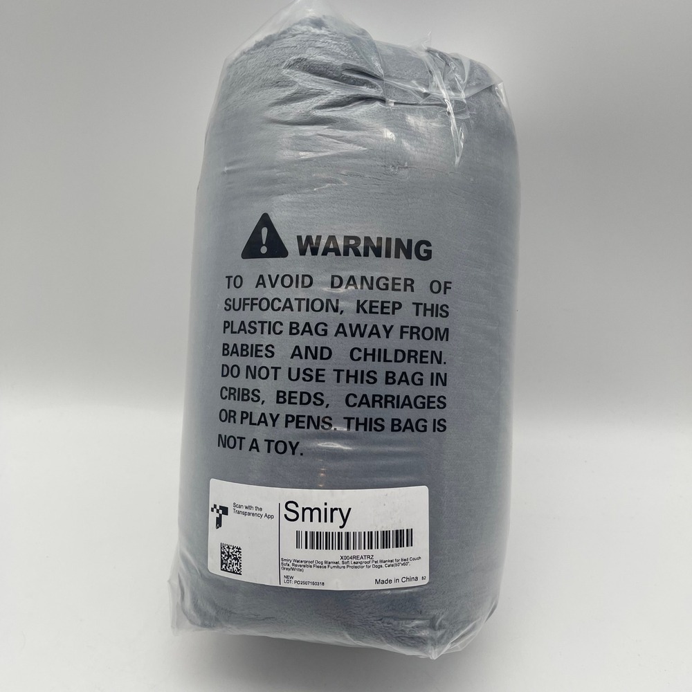 Smiry Waterproof Dog Blanket Soft Leakproof Reversible Fleece Grey White 50x60